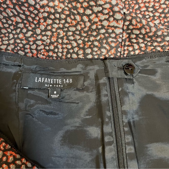 Lafayette 148 Metallic Animal Print Skirt Red Grey Silver Black Size 8 EUC - Picture 6 of 8